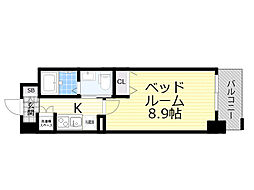 ルクレ京橋 1Kの間取図画像