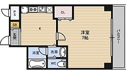グランカーサ都島 1Kの間取図画像