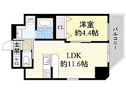 プレジオ都島本通 1LDKの間取図画像