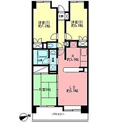 リューデスハイム 3LDKの間取図画像