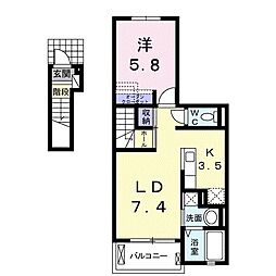 ラヒルノーヴァ 1LDKの間取図画像