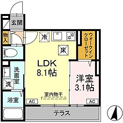 クローネ湘南 1LDKの間取図画像