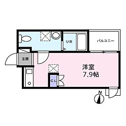 ベイルーム長後 ワンルームの間取図画像