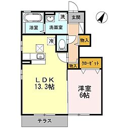 エクレール 1LDKの間取図画像