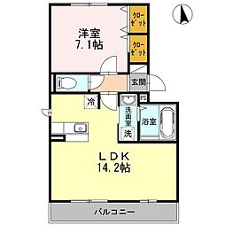 グランフォート伍番館 1LDKの間取図画像