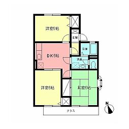 フローラサトウA 3DKの間取図画像
