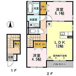 ソレイユ 2LDKの間取図画像