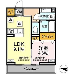 藤沢市湘南台4丁目アパート 1LDKの間取図画像