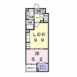 ルリアンラポーズ 1LDKの間取図画像