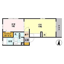 ヴェリナ旭町 1LDKの間取図画像
