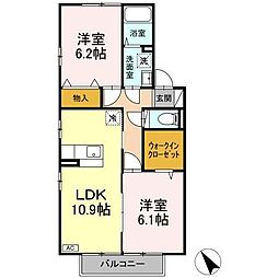 クレール秋桜 2LDKの間取図画像