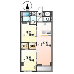キーファ 2LDKの間取図画像