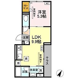 大和市南林間5丁目アパート 1LDKの間取図画像