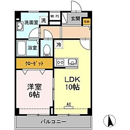 パストラル湘南 1LDKの間取図画像