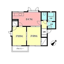 パストラルハイムB 2DKの間取図画像