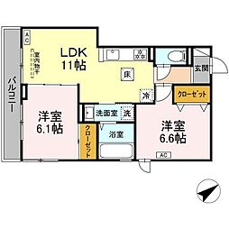 SaliceK 2LDKの間取図画像