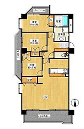 シャトレー康生ツインズ南館 3LDKの間取図画像