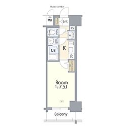 エスリード上前津テルツェ 1Kの間取図画像