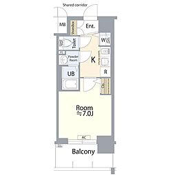 エスプレイス名古屋神宮 1Kの間取図画像