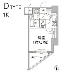 エスリード泉プレステージ 1Kの間取図画像