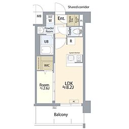 エスプレイス名古屋神宮 1LDKの間取図画像