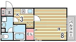 エスポワール 1Kの間取図画像