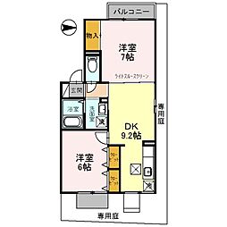 セジュール西明石 2DKの間取図画像