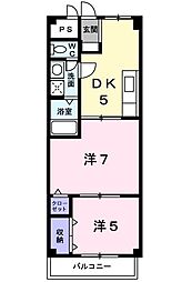 アーバンリバブル 2DKの間取図画像