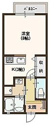アンビシオン三田 ワンルームの間取図画像