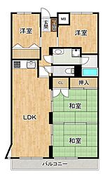 ロイヤルマンション第2小郡 4LDKの間取図画像