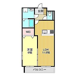 リーフガーデン 1LDKの間取図画像