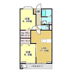 ベッラ・ビスタ 2LDKの間取図画像