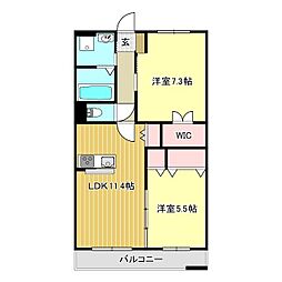 シェルフ藤 2LDKの間取図画像