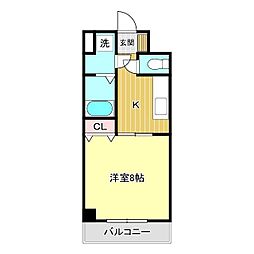 言の葉 1Kの間取図画像