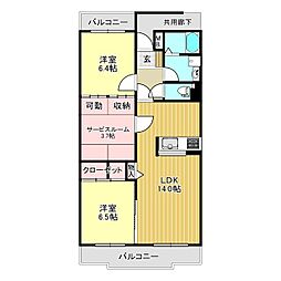 グリーングラスS 2LDKの間取図画像