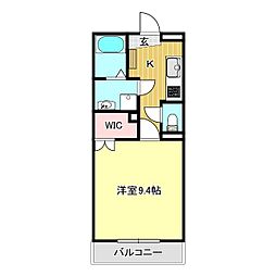ガーデン山王台 1Kの間取図画像