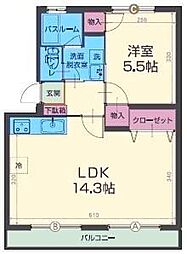楠の台ハイツ 1LDKの間取図画像