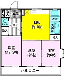 ロイヤルパレス徳倉 3LDKの間取図画像