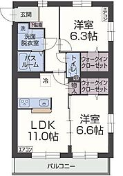 グロワールM 2LDKの間取図画像