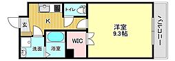 ヴィガラス9 1Kの間取図画像