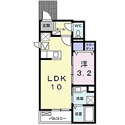 ハピネスリバー 1LDKの間取図画像