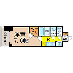 プレサンス栄ライズ 1Kの間取図画像