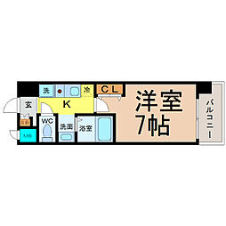 パークフラッツ金山 1Kの間取図画像