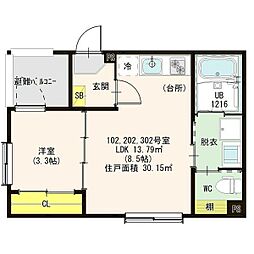 ハーモニーテラスシャルム名古屋2 1LDKの間取図画像