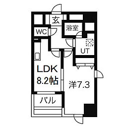 稲垣ビル栄ディアコート白川 1LDKの間取図画像