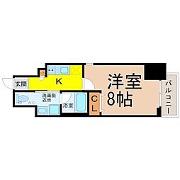 WESTIN上前津 1Kの間取図画像