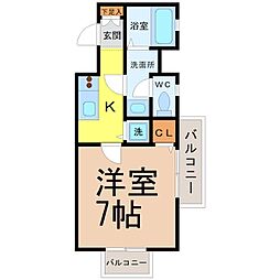 リエス鶴舞WESTTOWER 1Kの間取図画像