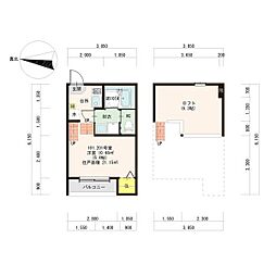ハーモニーテラス金屋2 1Kの間取図画像