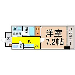ボーデュキャナル幅下 1Kの間取図画像