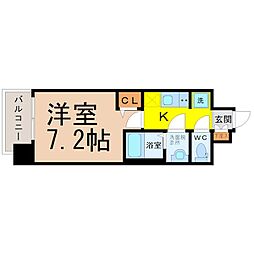 メイクスデザイン鶴舞 1Kの間取図画像